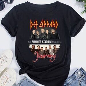 Def Leppard  Journey 2024 Tour Black T Shirt Classic Rock Tee 99